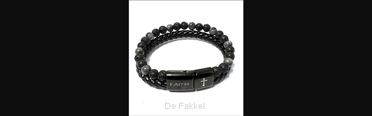 armband leer-kralen-kruis