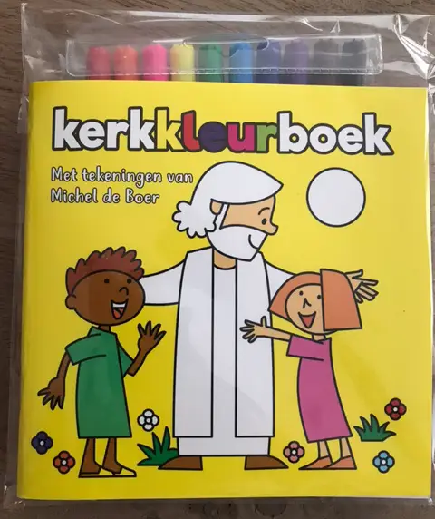 Kerkkleurboek GEEL met 10 stiften