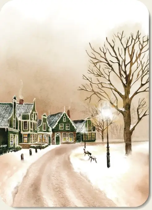 Huisjes in de sneeuw (Blanco)