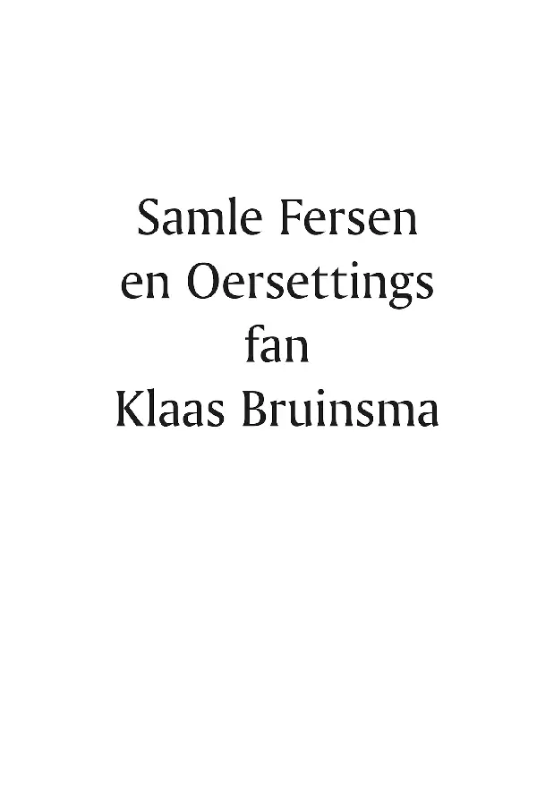 Samle fersen en Oersettings fan Klaas Bruinsma